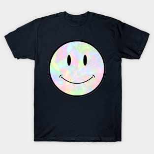 Holo Trippy Smiley Face Black Outline T-Shirt